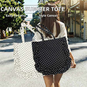 Sac fourre-tout unisexe en toile pliable et portable pour l'été, avec fermeture éclair et monogramme, idéal pour les voyages (vente en gros) - Product Image 2