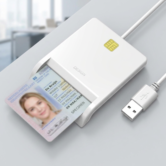 White USB Smart Card Reader Writer ID IC ATM SIM EMV CAC ISO 7816 for PC Laptop Mobile Access Control
