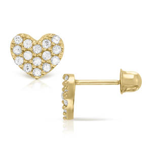 Duyizhao 14k Gold glassed Heart CZ Mini Dainty orecchini a bottone per donna e <span class=keywords><strong>bambina</strong></span> gioielli - Product Image 1