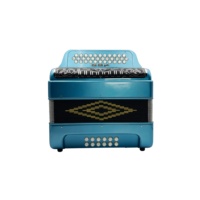 Accordéon diatonique professionnel JB3412C, 34 boutons, 12 basses, 3 registres, bleu métallisé, grille noire argentée, boutons blancs