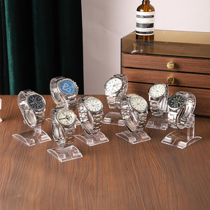 Rak <span class=keywords><strong>Display</strong></span> Jam Tangan Plastik Transparan Geometris Lintas Batas dengan Bracket <span class=keywords><strong>C</strong></span>-Ring untuk Meja Pajangan dan Gelang Jam - Product Image 1