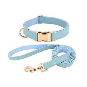 Conjunto de correa de cuello de perro de moda de lujo impermeable suave cuero vegano hebilla de oro rosa duradero elegante para perros pequeños medianos grandes - Product Image 4