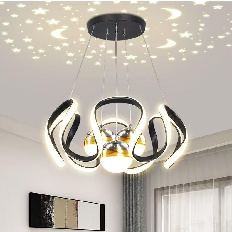 Dimmable Indoor Pendant Lamp Aluminum Acrylic Shade Modern Lights Fixture Customized Large Led Chandelier 3cct Ceiling Led Light