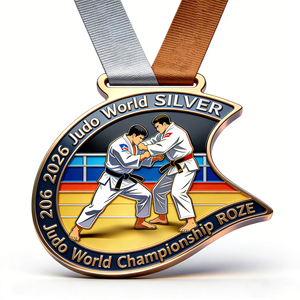 เหรียญรางวัลแบบกำหนดเองจากผู้ผลิต สำหรับกีฬาพิคเคิลบอล ฟุตบอล เหรียญกีฬาโลหะผสมสังกะสี 3 มิติ เหรียญยูโด ออกแบบโลโก้ได้ตามต้องการ - Product Image 1