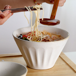 Tazones Japoneses de Cerámica y Porcelana, Ecológicos, Aptos para Alimentos, Estilo Europeo, con Relieve Mate, para Sopa, Fideos y Lamián, para Uso Doméstico - Product Image 5