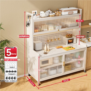 Modern Kitchen Pegboard Shelf <strong>Storage</strong> Cabinet Multifunction Wide Door Floor-standing Design for <strong>Microwave</strong> Pots Pans Dish <strong>Storage</strong> - Product Image 3