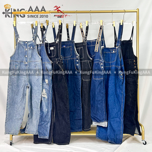 KungFu KingAAA - Lotti all'ingrosso di abbigliamento usato premium: Salopette in denim vintage da donna in poliestere/cotone per l'estate - Product Image 3