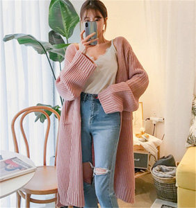 Top Women Korean Knitted Woolen Long <strong>Cardigans</strong> Casual Loose Split <strong>Maxi</strong> Jacket Long Sleeve Knit Sweater Coat Open Front <strong>Cardigan</strong> - Product Image 2