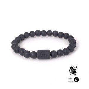 Men Bracelet European And American Hot Selling Frosted Black 12 Zodiac Sign Beaded Natural Stone Hand Men Bracelet
