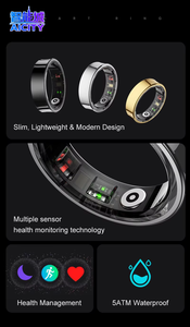 AICITY Health Care Q9 Smart Ring, moniteur <span class=keywords><strong>de</strong></span> fréquence cardiaque, suivi du sommeil, activité multisports, GPS, tracker <span class=keywords><strong>de</strong></span> fitness, contrôle par application, alliage <span class=keywords><strong>de</strong></span> titane, IP67 - Product Image 2