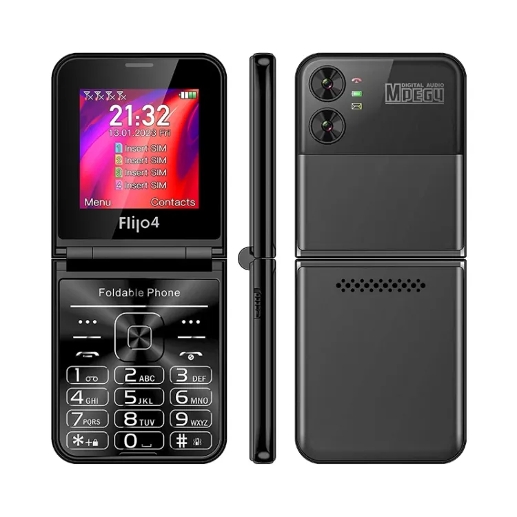 Novo Original UNIWA F265 Flip Estilo Telefone 2.55 polegadas Mediatek MT6261D FM 4 Cartões SIM 21 Chaves Ancião Do Telefone Móvel