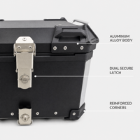 Top Case Moto en Alliage d'Aluminium Grande Capacité 45L, Boîte de Rangement Étanche pour Voyages Longue Distance, Vente en Gros Usine