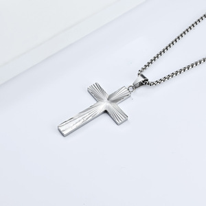 INS <b>titanium</b> steel radial cross pendant men's necklace AliExpress best-selling accessory, colorfast jewelry manufacturer - Product Image 4