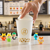 Gobelet en papier à double paroi de 24 oz personnalisé pour bubble tea, compatible café chaud, avec compartiment surprise et jouet intégré au fond (Blind Box)