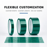 Ruban adhésif en silicone vert haute température, résistant à la chaleur, pour masquage de PCB SMT et pulvérisation de peinture en poudre