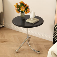 Mesa Auxiliar Moderna de Madera Maciza, Mesa de Centro Ecológica y Duradera, Mesa de Esquina para Sofá, Mesita de Noche Creativa para Dormitorio, Decorativa con Marco de Metal