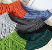 Sweater Rajut Pria Motif Jacquard Musim Dingin 2024 Kerah Bulat dengan Dekorasi Blok Warna
