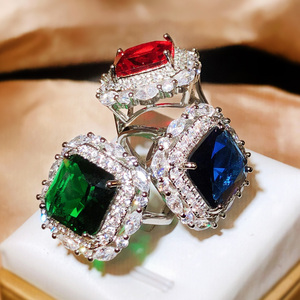 Đồ trang sức sang trọng kyra01918 Retro Vuông cắt Emerald Birthstone kỷ niệm Vòng cho phụ nữ - Product Image 2