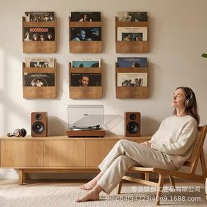 Wooden Record <b>Wall</b> Storage Box Double Layer Album Magazine Display Rack <b>Vinyl</b> Storage For Cd Rack - Product Image 3