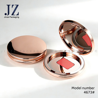 Boîtier rond vide Jinze de luxe en or rose pour fard à paupières, emballage cosmétique, étui compact pour blush et poudre avec miroir