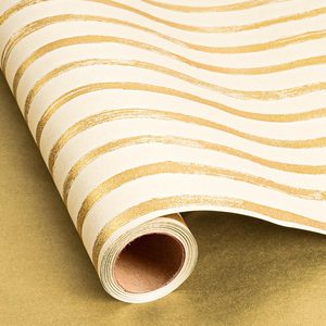Gold Stripe Pattern Gift <b>Wrapping</b> <b>Paper</b> Art <b>Paper</b> Coated Double Side <b>Roll</b> Style for Gift & Craft Packaging - Product Image 5