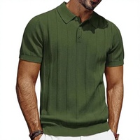 T-shirt homme américain à manches courtes, tricoté fin, anti-rides, avec logo frontal, couleur unie, style rétro de luxe, pour l'automne