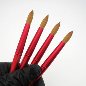 Esponjoso 14 Alemania Kolinsky acrílico uñas cepillo suave Sable 3D uñas <span class=keywords><strong>Siberia</strong></span> Sable cepillo rojo Metal mango - Product Image 5