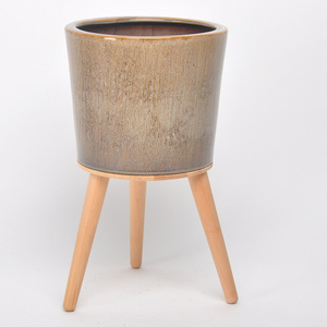 Macetas de cerámica esmaltadas con patas para decoración Interior, diseño creativo hecho a mano, bonsái, plantación verde - Product Image 5