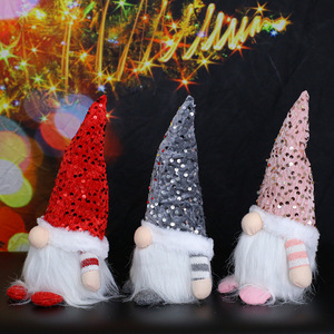 Figurines de gnomes de Noël Rudolph à paillettes LED Chapeaux à paillettes multicolores avec barbes lumineuses Décoration de vacances pour les fêtes de Noël - Product Image 4
