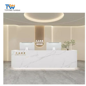 Mostrador <span class=keywords><strong>de</strong></span> Recepción para Clínica <span class=keywords><strong>de</strong></span> <span class=keywords><strong>Belleza</strong></span>, Diseño Lujoso Personalizado <span class=keywords><strong>en</strong></span> Acrílico y Mármol Blanco con Iluminación - Product Image 1