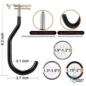 Orange <b>Plastic</b> Slip <b>Hook</b> 5.9 Inch With Screw Base Powder Coated Finish - Product Image 2