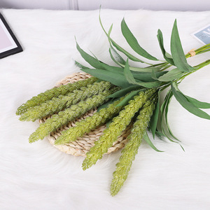 Ramo de Espigas de Mijo Artificiales, 3 Ramilletes, Amarillo Verde, Plástico PVC, Decoración del Hogar, Accesorios de Fotografía - Product Image 2