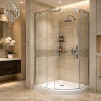 Mampara de Ducha Corredera Moderna Minimalista sin Marco, Panel Fijo de Vidrio Templado Transparente de 8 mm, Resistente, para Uso en Hoteles y Apartamentos