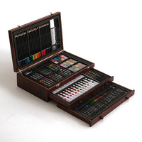 Vente en gros de 143 pièces de matériel de dessin et de coloriage professionnel de luxe en bois pour enfants