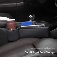 Organisateur de rangement pour l'espace entre les sièges de voiture en cuir PU avec porte-gobelet et poche pour accessoires intérieurs de voiture