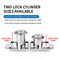 Serrure de meuble en alliage de zinc/fer nickelé 338 136 138-22, durable, installation facile, pour tiroirs et portes, avec deux clés en plastique, pour cuisine