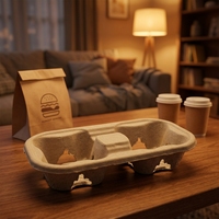 Support en pulpe de papier pour 2/4 gobelets, sans PFAS, compostable, robuste, pour café et boissons chaudes, vente en gros