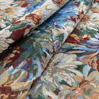 Tissu jacquard imitation lin cationique 100% polyester, imprimé floral, pour robe, sac, empeigne de chaussure, nappe, décoration intérieure