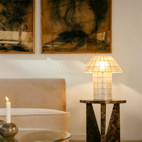 Lampe de table en mosaïque de champignons, lampe de bureau en nacre naturelle pour villa, hôtel, chambre à coucher, salle à manger, décoration intérieure
