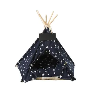 Pet Tent For Dogs Puppy Cat Show Bed House Luxury Fashion Triangle Cotton Washable Dog Tents Teepee