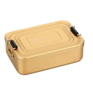 Özel Logo Metal gıda saklama kutusu toptan kamp taşınabilir alüminyum gıda konteyner çocuklar Bento kutusu Tiffin yemek kabı okul için