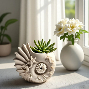 Coquille Pot De <span class=keywords><strong>Fleur</strong></span> Silicone Moule DIY Conque Bougie Pot Bijoux Boîte De Rangement Béton Résine Plâtre Moule Marine Shell Plateau De Rangement - Product Image 1