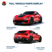 Kit carrosserie en fibre de carbone sèche style N pour Ferrari Purosangue FUV : Lame avant, diffuseur arrière, capot et kit aérodynamique