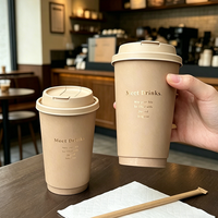 Gobelet à café en papier à double paroi avec couvercle, personnalisable avec logo, écologique, jetable, 8oz, 12oz, 16oz, solution d'emballage pour boissons chaudes à emporter