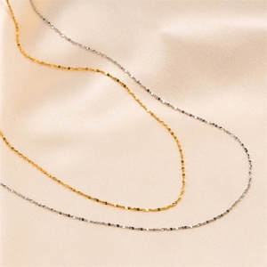 Fashion 316L Stainless Steel 18k PVD & Gold Plated Zircon Anniversary Women's Link <b>Necklace</b> <b>Chains</b> - Product Image 3