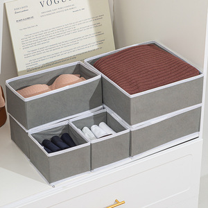 Clothing Organizer <b>Storage</b> <b>Box</b> Set 6pcs Non-Woven Fabric Rectangular <b>Drawer</b> Underwear Socks Bra Panties Organizer - Product Image 1