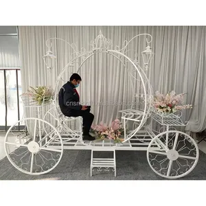 Carruaje de decoración de boda, decoración de jardín de metal de calabaza, Cenicienta blanca, nuevo diseño