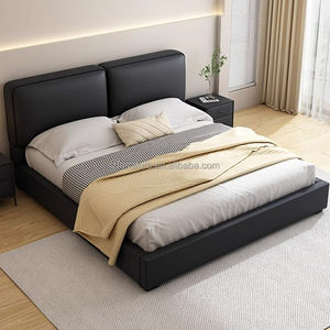 Modern Simple Genuine Leather <b>Bed</b> with <b>Soft</b> Solid Wood <b>Frame</b> Convertible Feature and Storage Function - Product Image 3