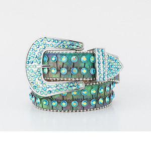 Cinturón de Diamantes de Imitación Personalizado para Mujer, con Estampado Animal, de Cuero PU, Hebilla de Marco Cuadrado de Aleación, Cristales Brillantes, para Fiesta, Casual, de Moda - Product Image 2