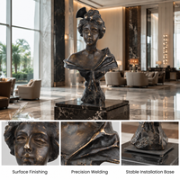 Sculpture de buste féminin en bronze sur mesure, taille réelle, artisanat métallique antique fait main, pour musée, hall d'hôtel, durable, livraison directe d'usine